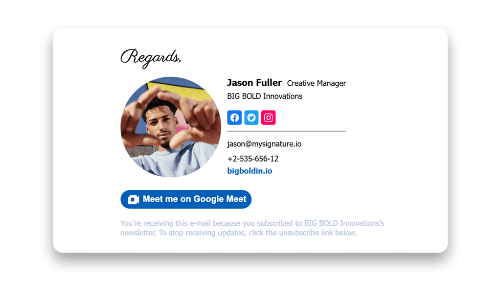 Newsletter Disclaimer Email Signature Example