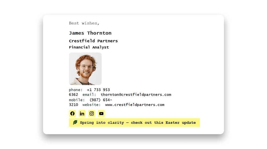 Easter Email Signature Example Cutomized