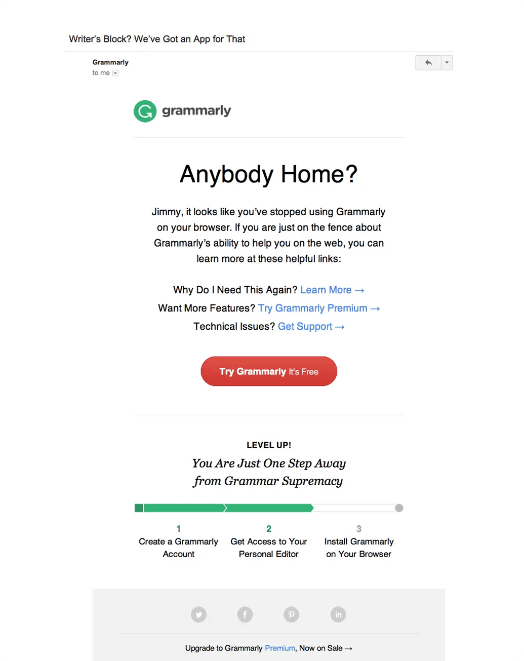 Grammarly Mail Example