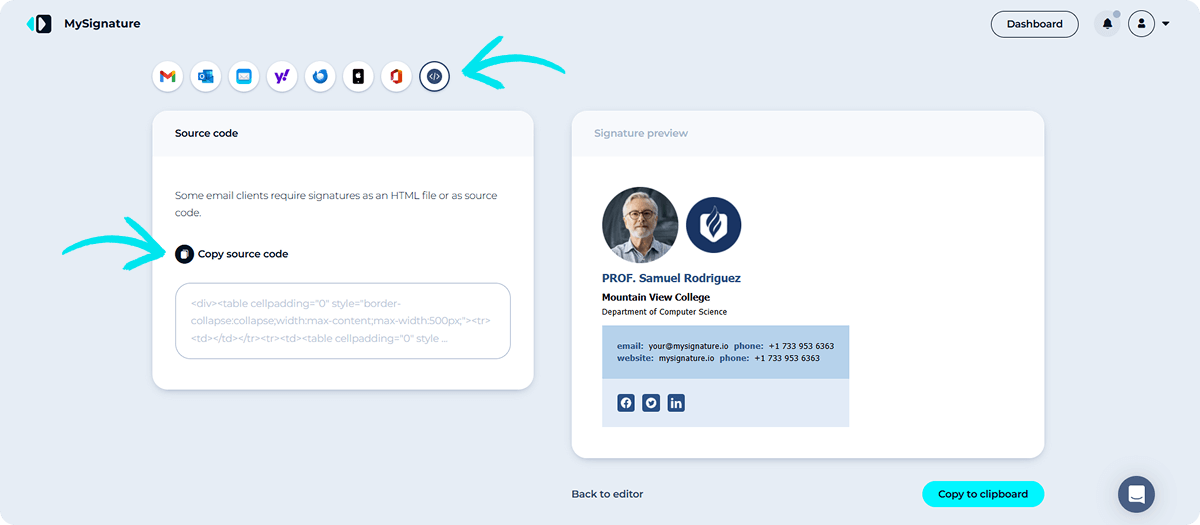 Craete HTML Email Signature with MySignature
