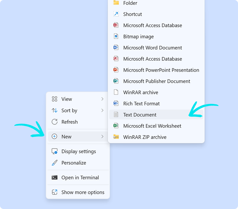 Create new text file.