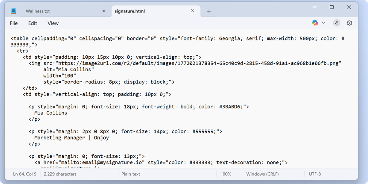 Paste your htnl code in the text editor