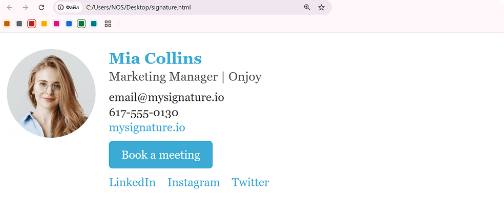 Preview ChatGPT Email Signature in A BRowser