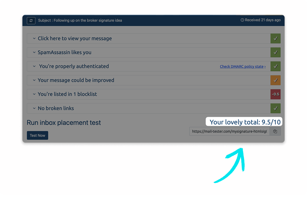 Email Signature with Links Result