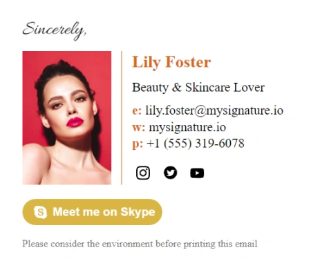 Lifestyle blogger email signature examples