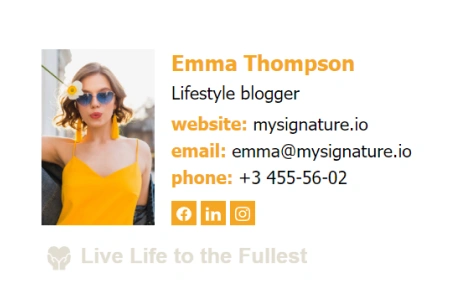 Lifestyle blogger email signature examples