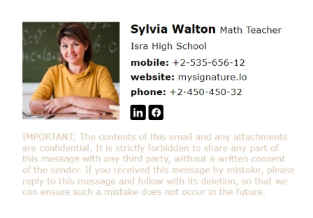 Email signature templates for a high school teacher